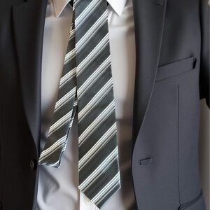 Alexander Julian black gray white Striped Necktie
